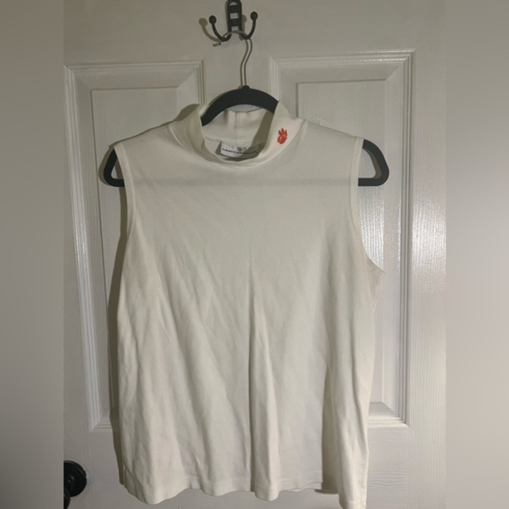 Castles Sport white sleeveless mock neck Clemson tiger shirt‎ sz L